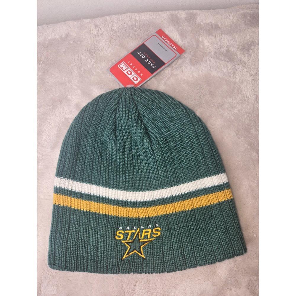 CCM Vintage Dallas Stars Face Off Beanie Hat OSFA Green/Gold NWT